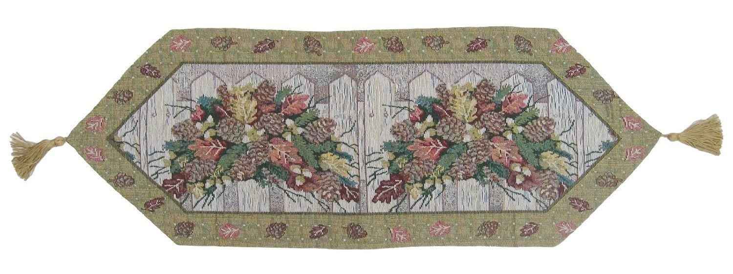 DaDa Bedding Rustic Floral Bouquet Lights Holiday Tapestry Dining Table Runner (6068)